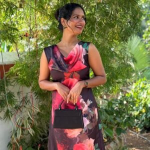 Midnight Rose Cowl Neck Dress