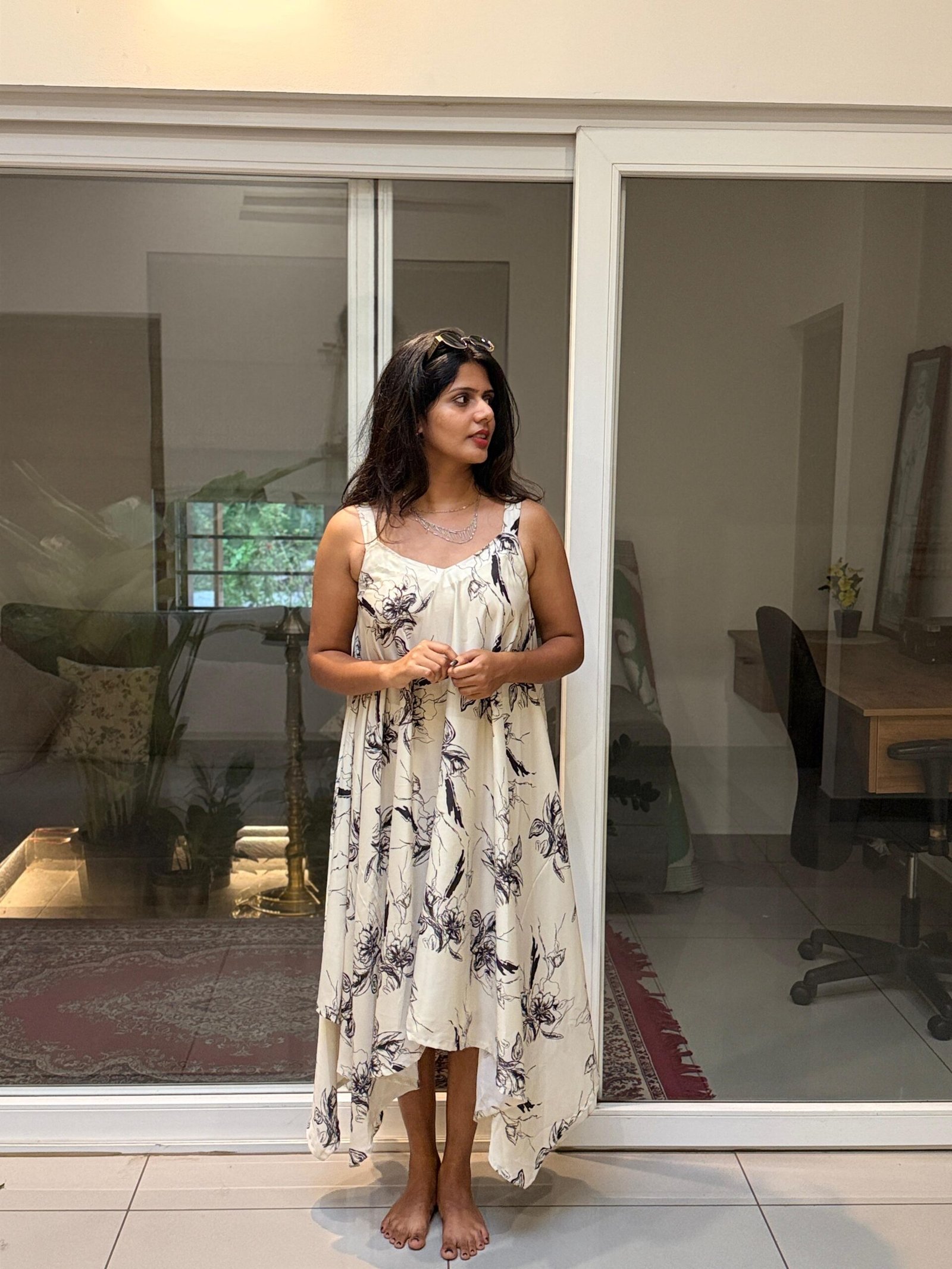 Off-White Floral Asymmetrical Vacay Outfit - Image 2