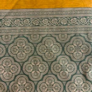 Premium Cotton Silk Floral Weave Saree – Sage Green & Mustard Gold