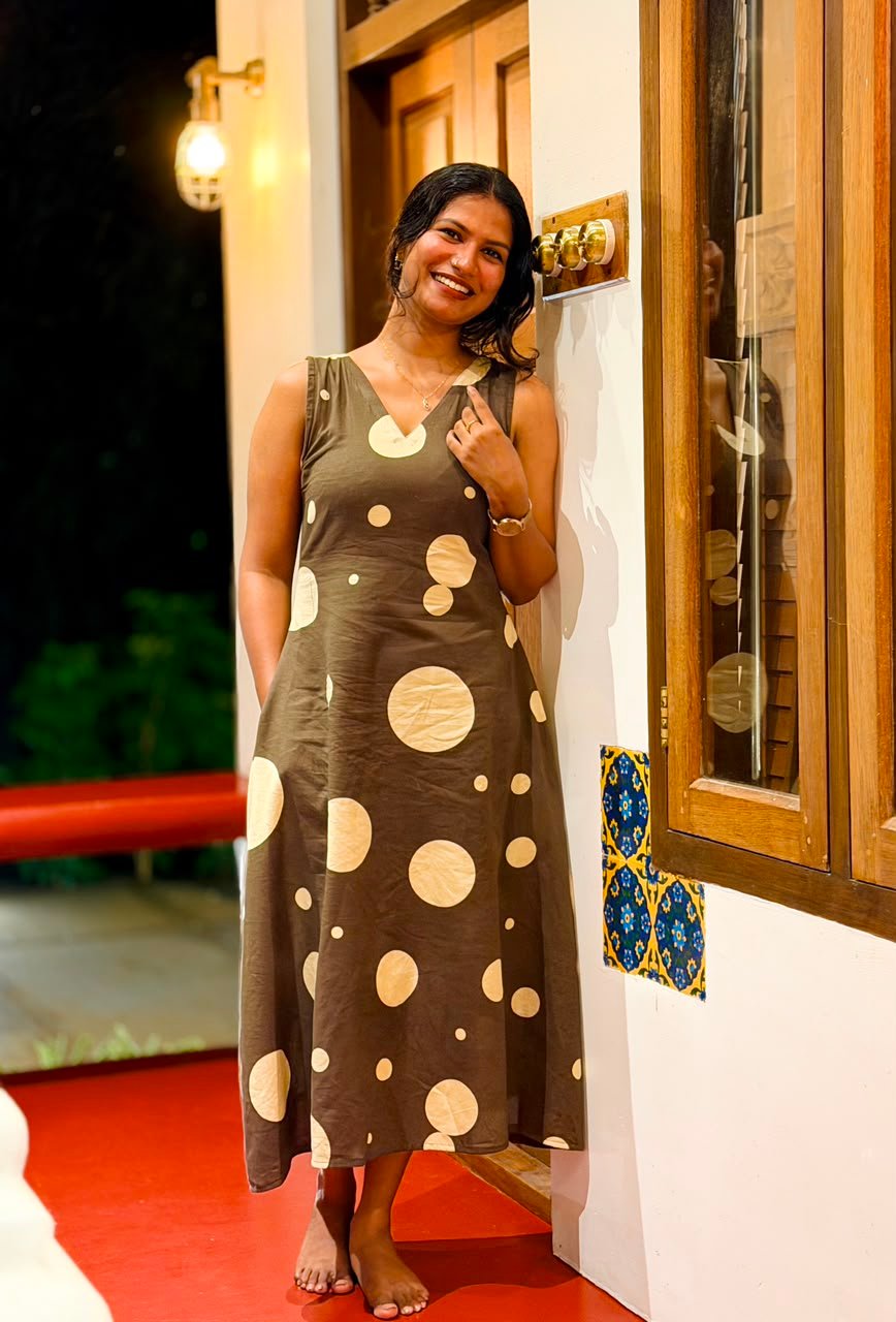 Olive Polca Dot A-line Dress