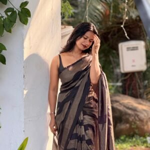 Premium Black Antique Zari Cotton Silk Saree