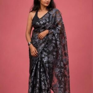 Black Foil Brasso Saree – Organza Feel