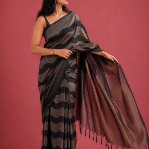 Premium Black Antique Zari Cotton Silk Saree