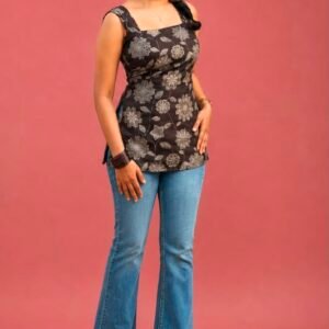 Premium Black Eri Silk Short Kurti