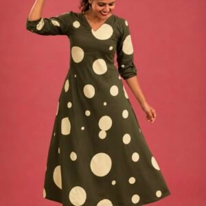 Olive Polca Dot A-line Dress