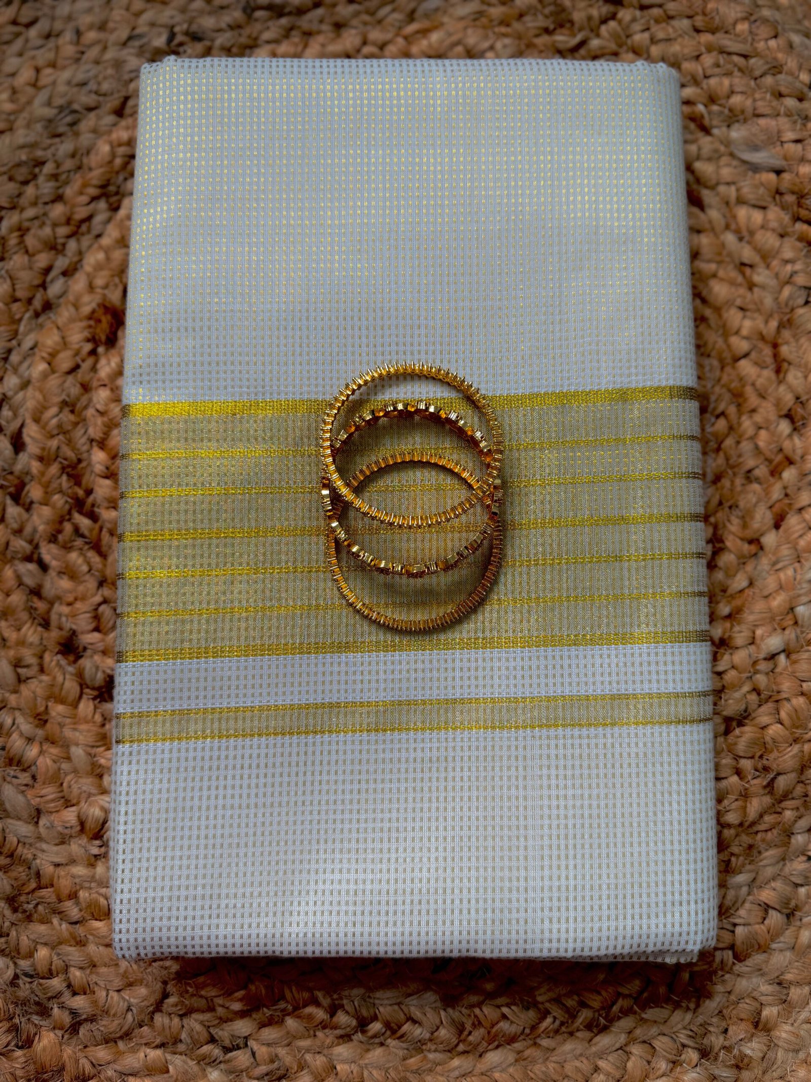 Classic Kerala Golden Striped Kasavu Saree
